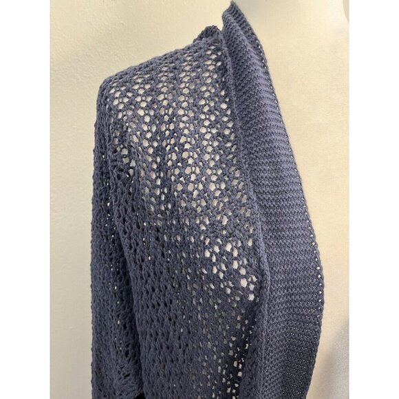 Daisy Fuentes Open Knit Long Cardigan  Size XL Blue Flowy Beachy - Picture 3 of 12